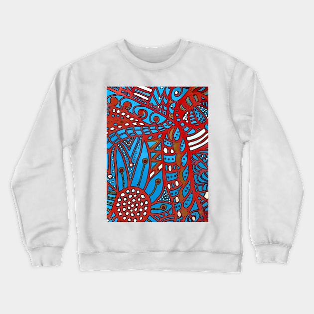 Red, white and blue modern mosaic print Crewneck Sweatshirt by Dillyzip1202